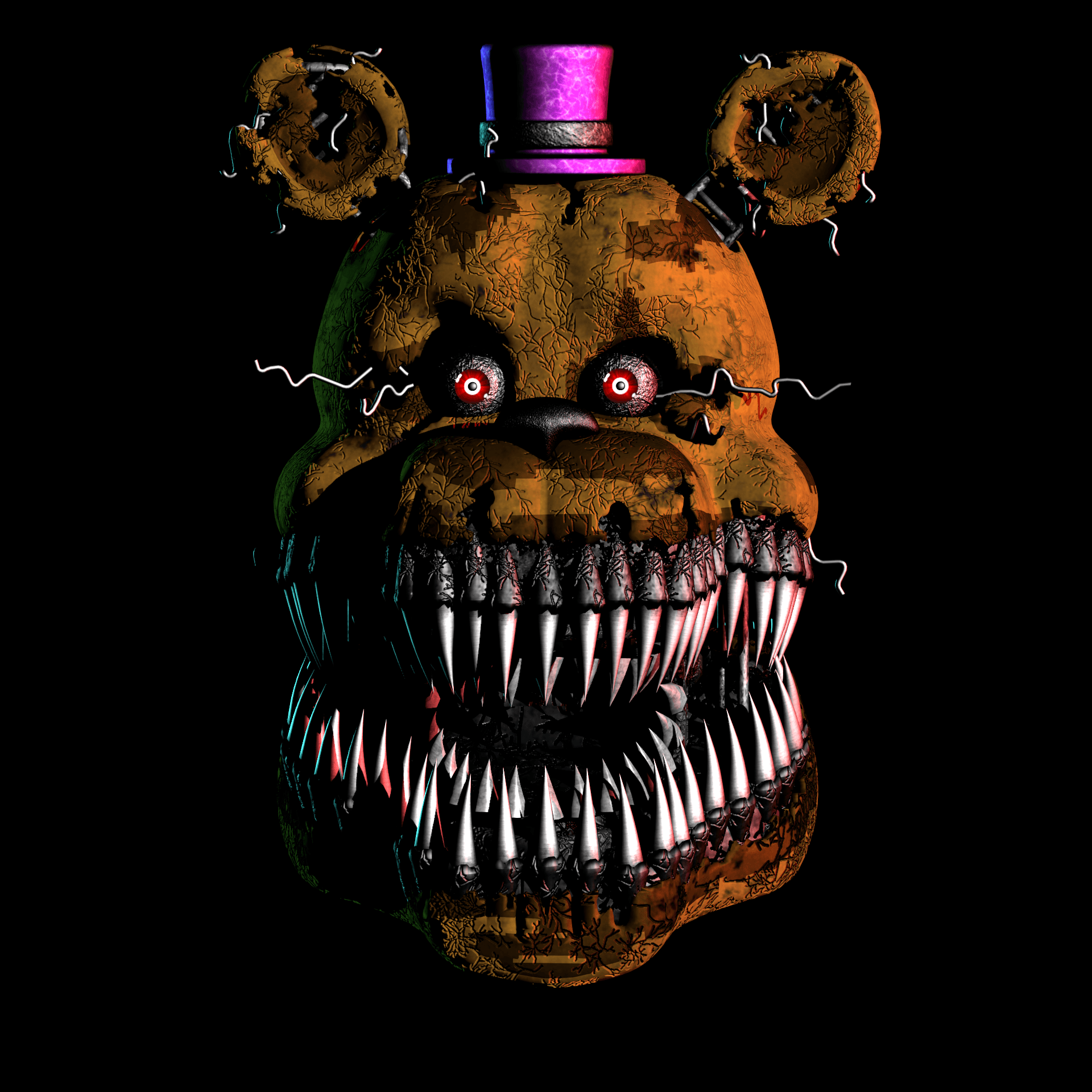 Nightmare Freddy Face - Fnaf 4 Nightmare Freddy Png - Free